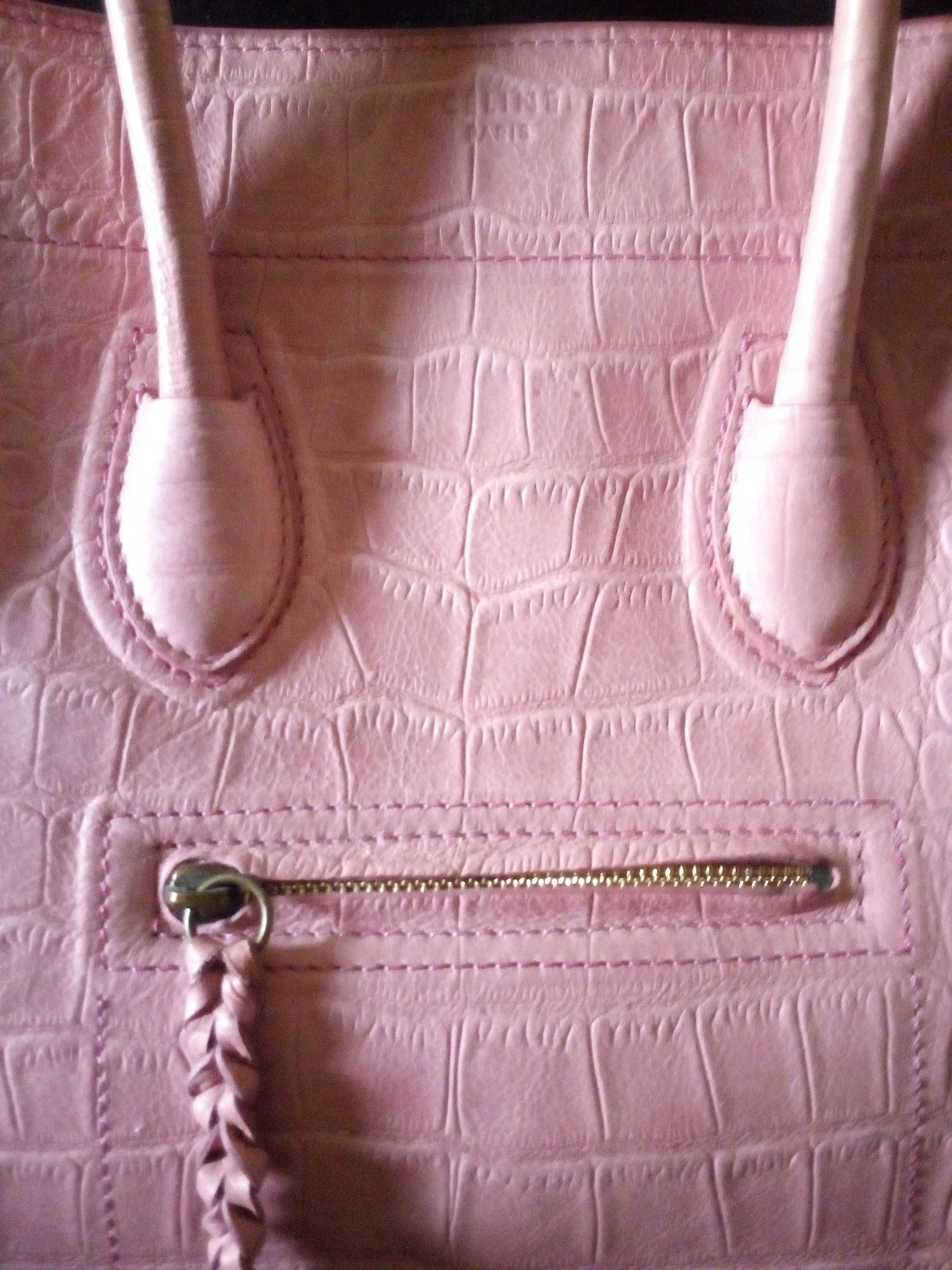 Велика шкіряна рожева сумка / Кожаная розовая сумка (большая)