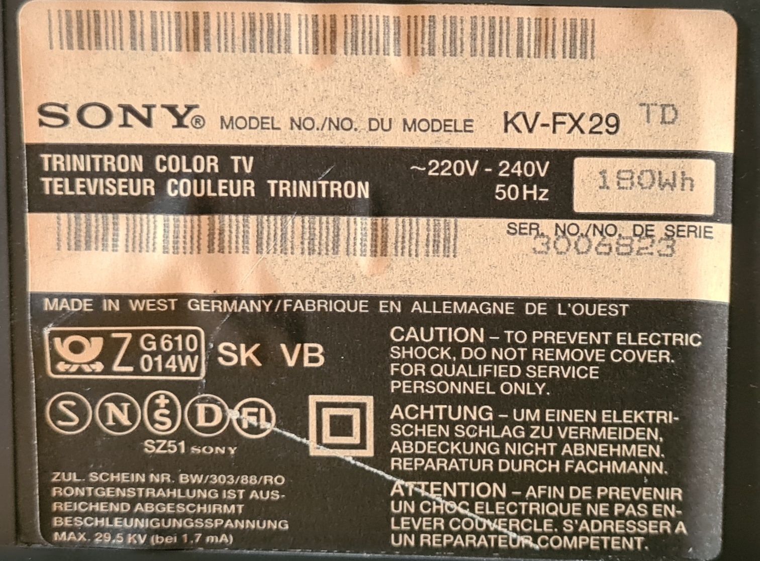 Sony Triniton KV-FX29