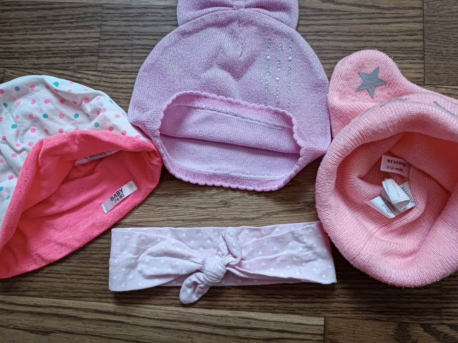 Czapeczki opaska na jesień 74/80 dla dziewczynki