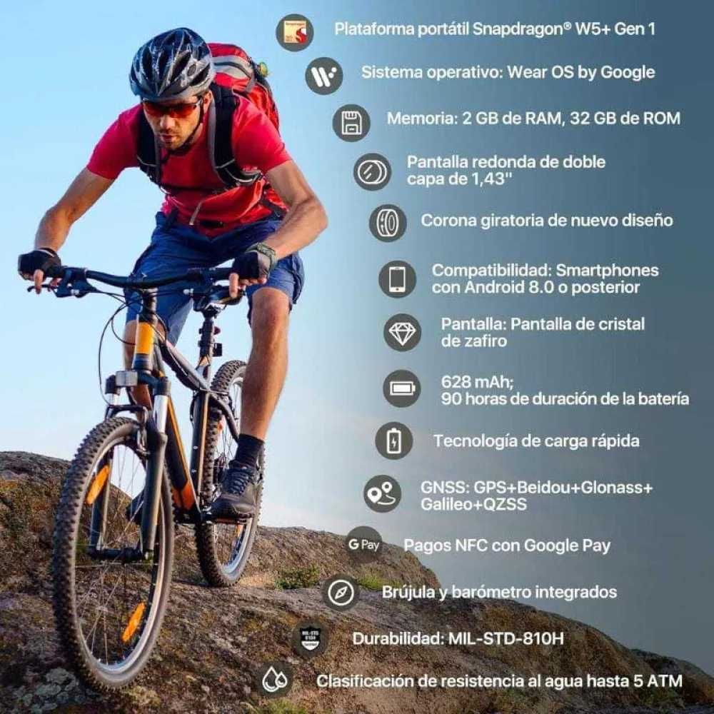 Ticwatch Smartwatch Pro 5 Enduro. Green color.