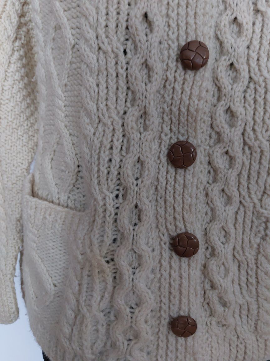 Sweter wełniany 100% na guziki roz. XL oversize