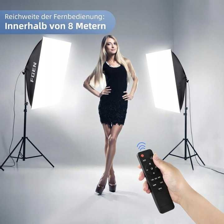Zestaw Oświetleniowy Softboxy, 2 żarówki,piloty torba Youtube TikTok