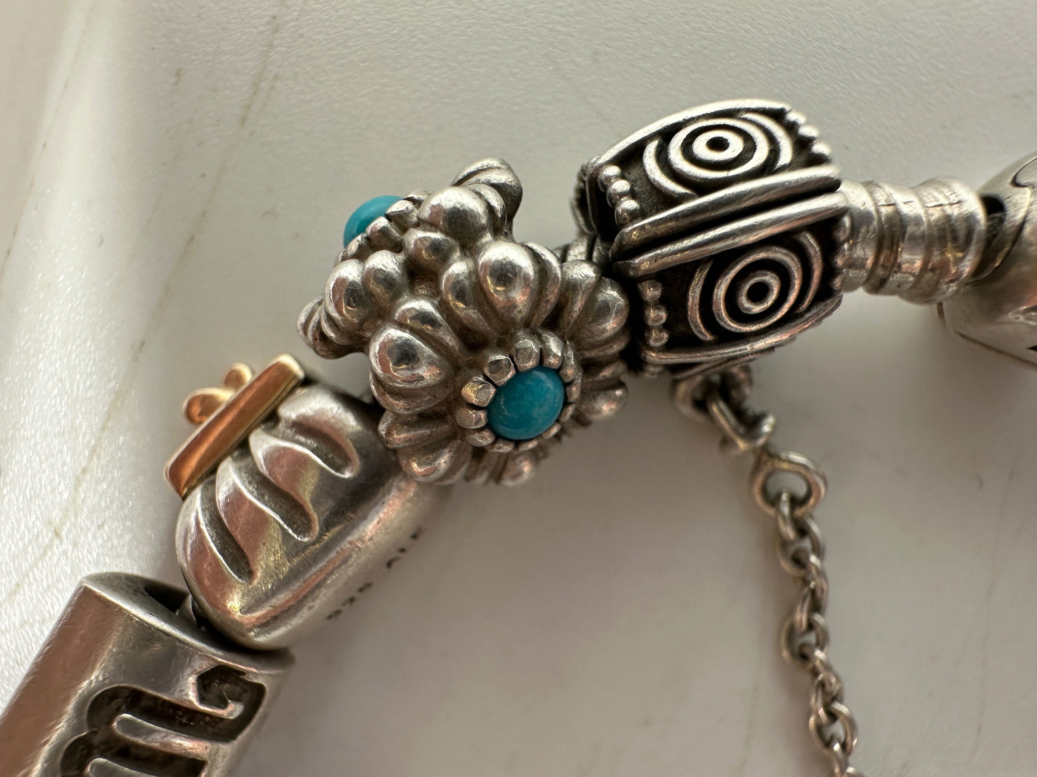 Bransoletka Pandora vintage srebro/zloto próba 925