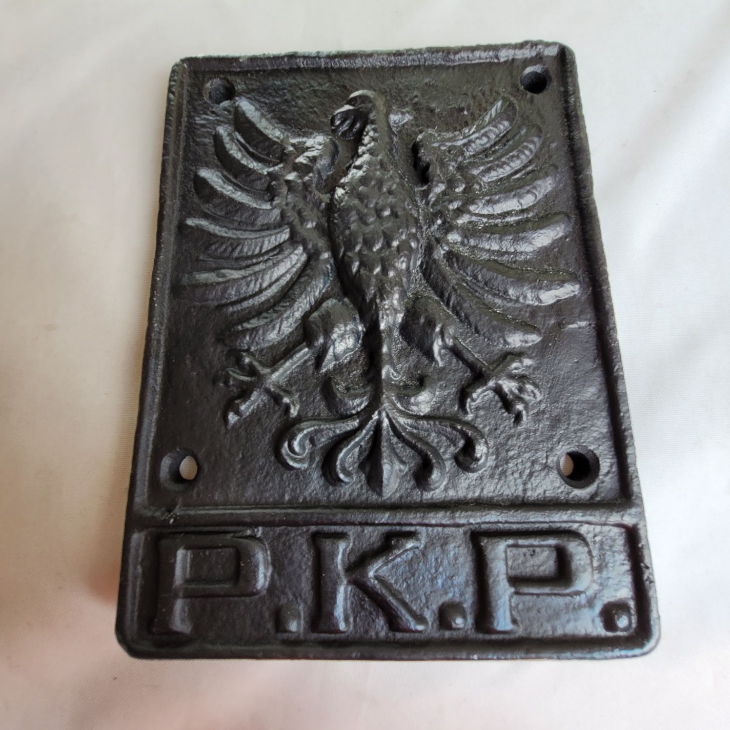 Przedwojenna tabliczka PKP, od lokomotywy, parowozu, orzełek
