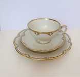 Zestaw śniadaniowy, trio, filiżanka Bauer vintage porcelana