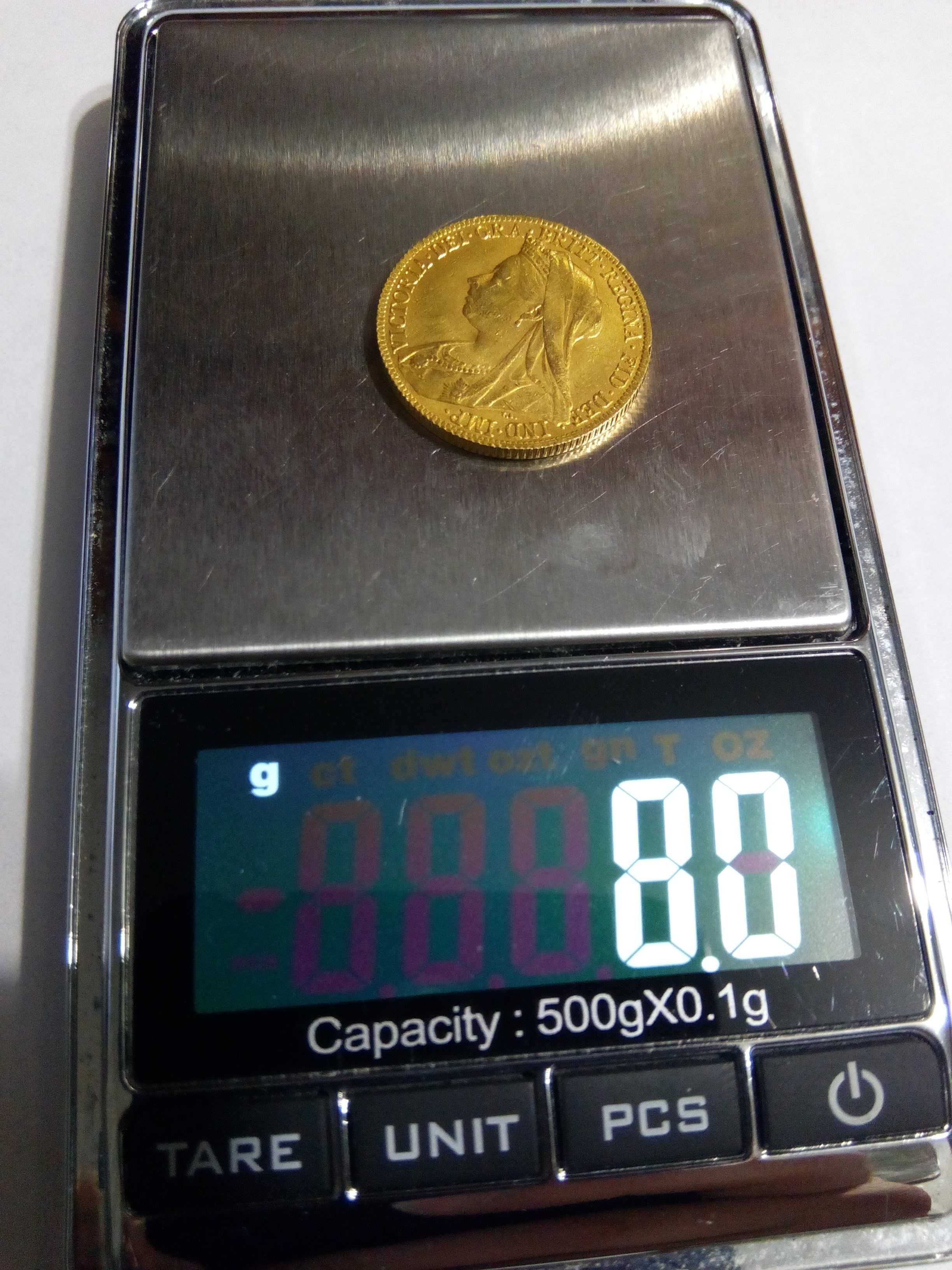 Монета Золотой Соверен 1900г-Англия,королева Виктория(917 проба)