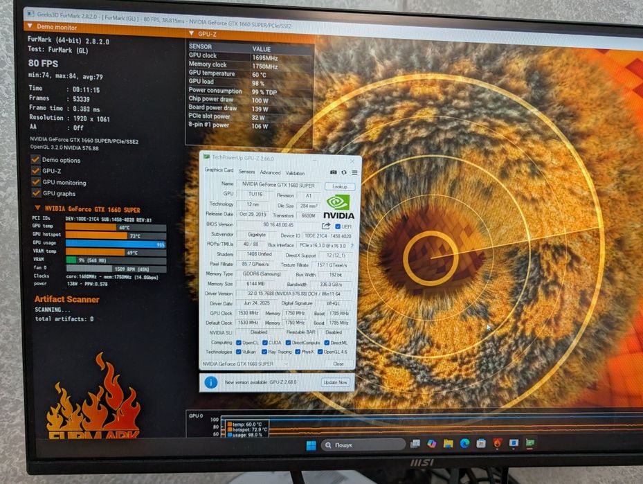 Стан нової! Відеокарта GIGABYTE GAMING GTX 1660SUPER 6GB (GDDR6) Гаран