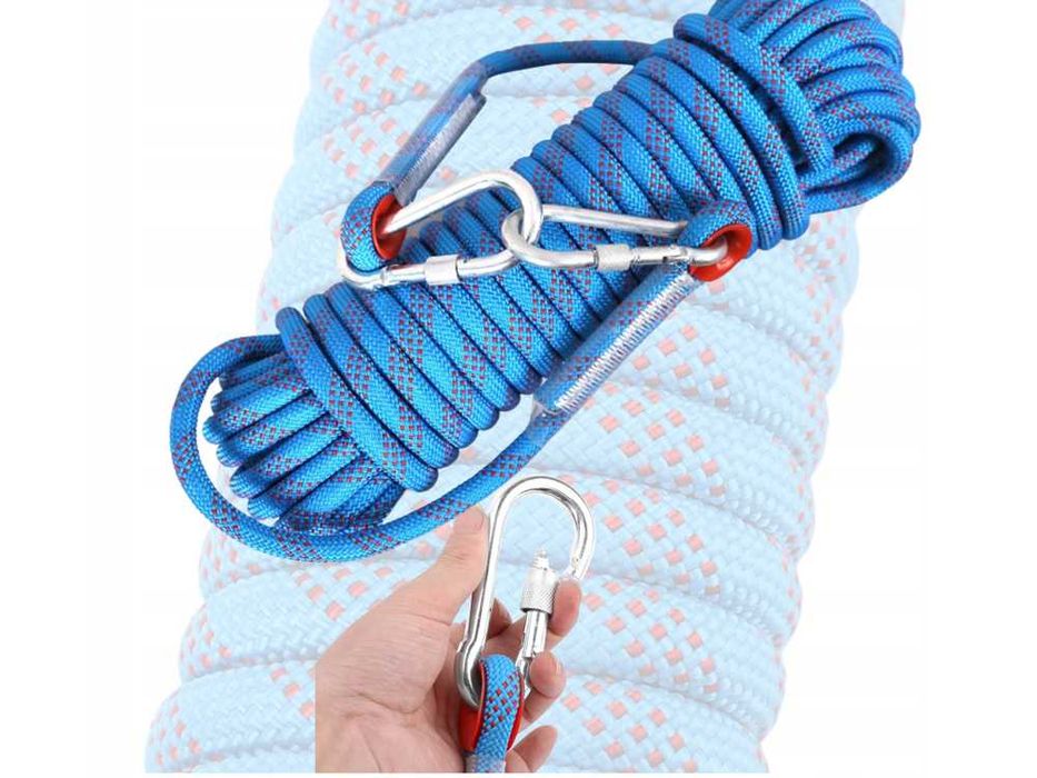 Lina Statyczna Tendon 12mm 20m z Karabińczykiem Wytrzymała Bezpieczna