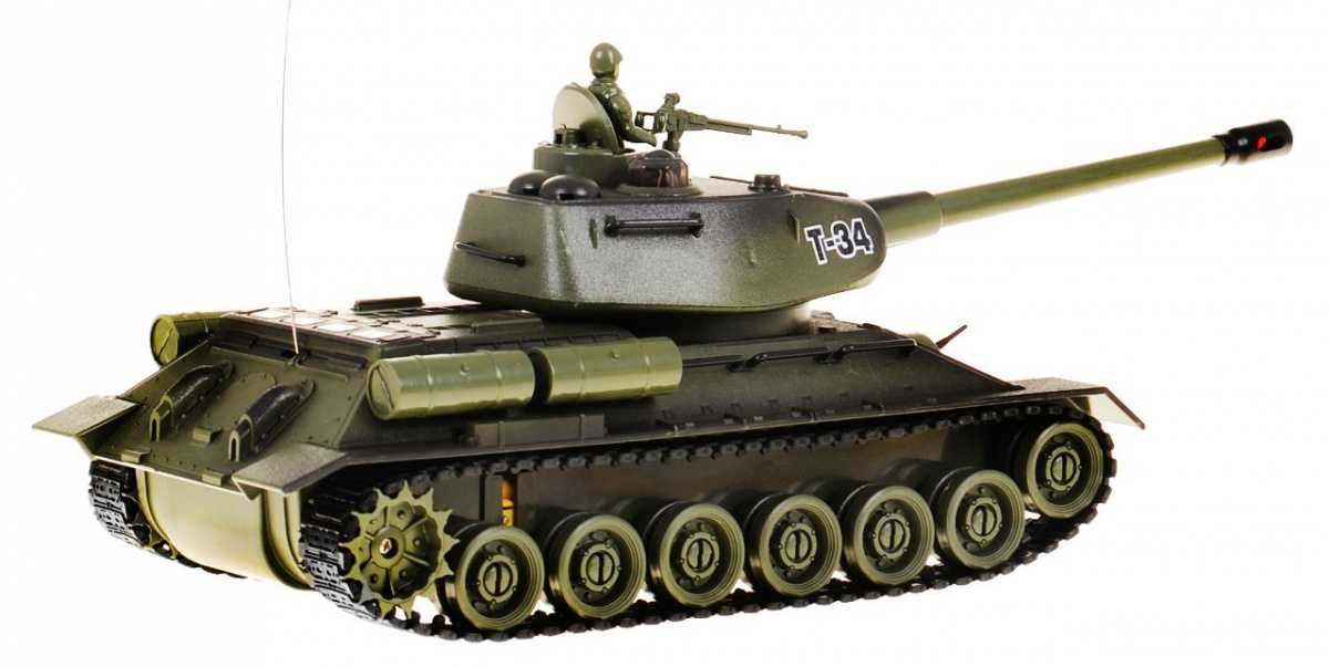 Zdalnie sterowany czołg T-34 dla dzieci 3+ Zielony model Strzelający