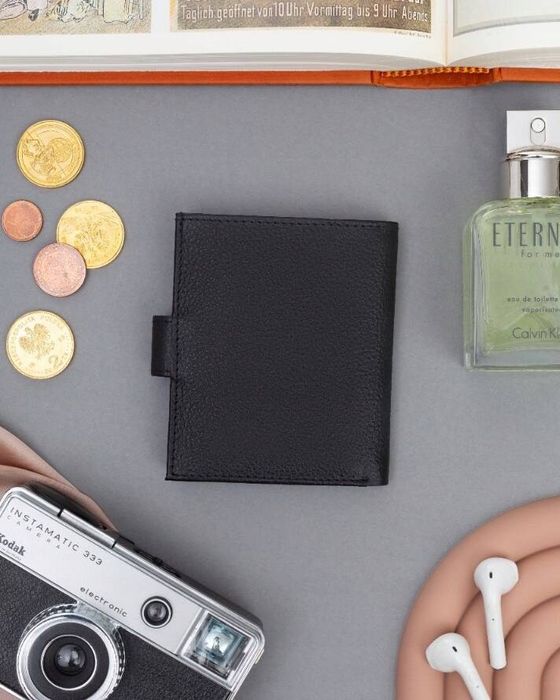 skórzane etui na karty na zatrzask z systemem rfid - 4u cavaldi