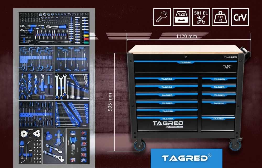 Profesjonalna szafa warsztatowa wózek warsztatowy 12 szuflad 501-el