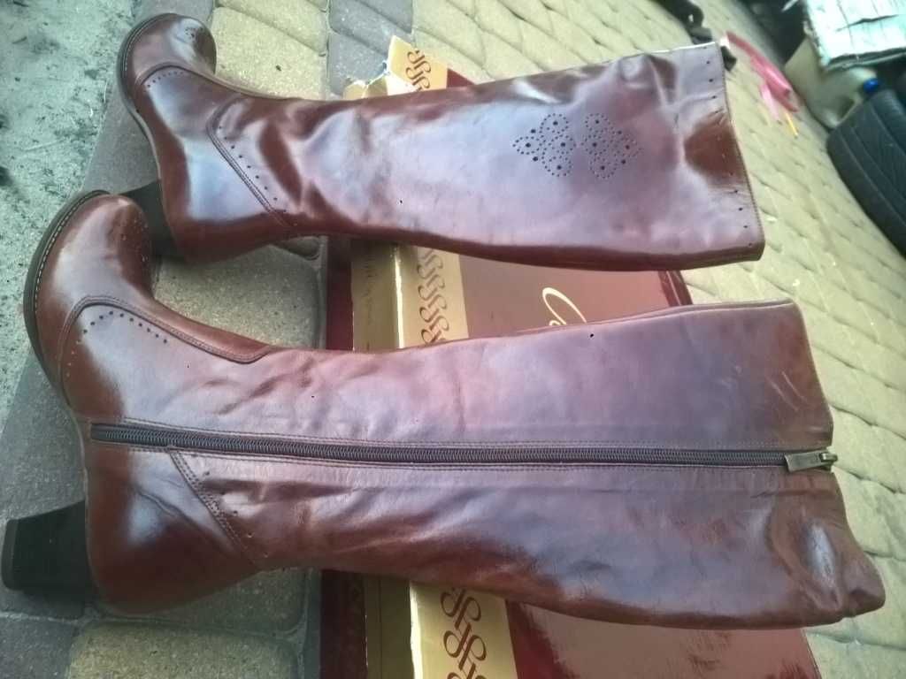 NOWE Buty-Kozaki OFICERKI Damskie38 Natural skóra100% BRĄZ I-Klasa Gw6