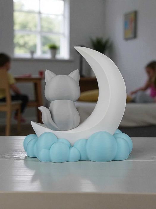 Lampka LED "Dreaming Kitty" – Uroczy Kotek na Księżycu!