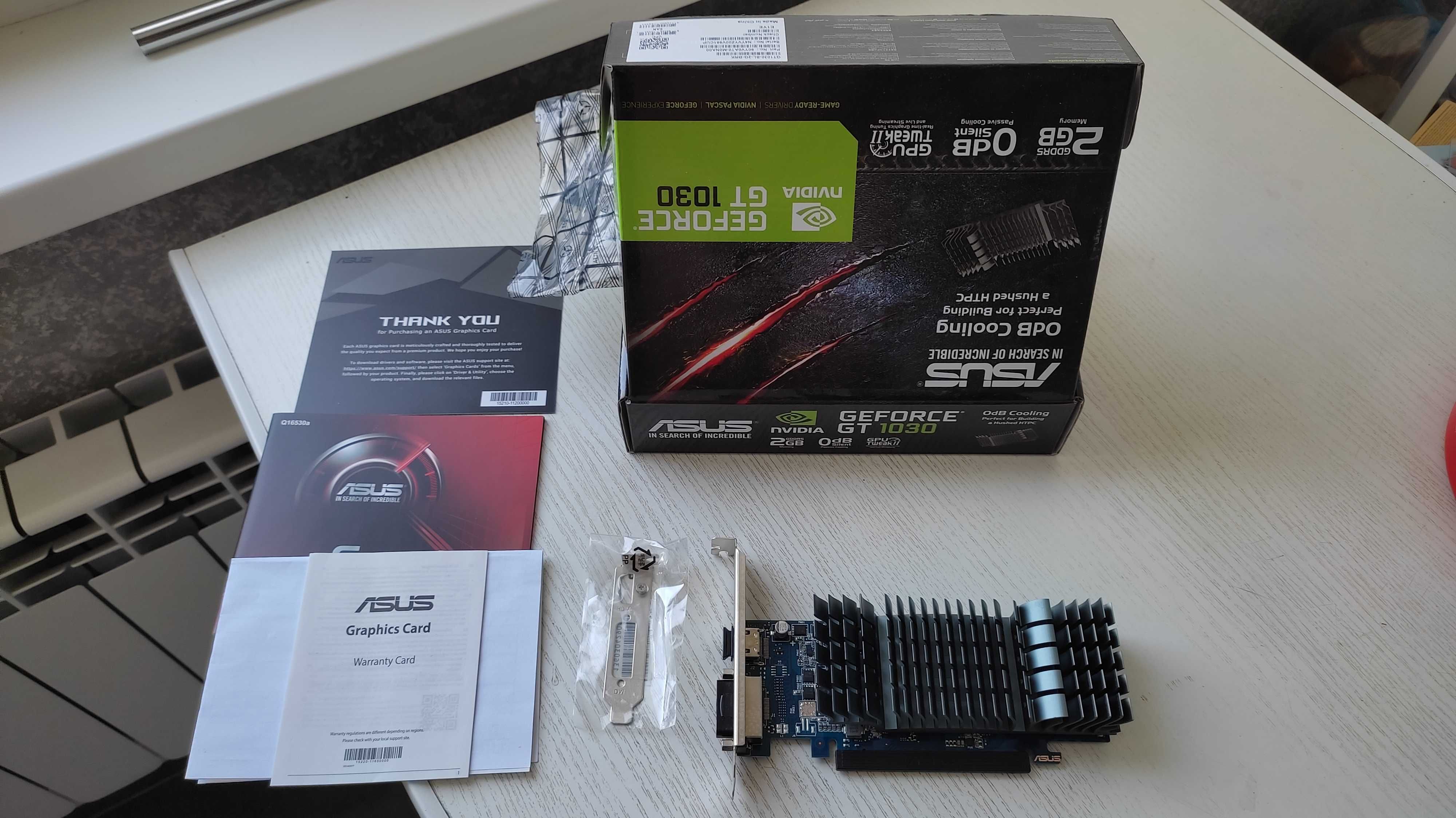 Видеокарта   Asus PCI-Ex GeForce GT 1030 Low Profile 2GB GDDR5