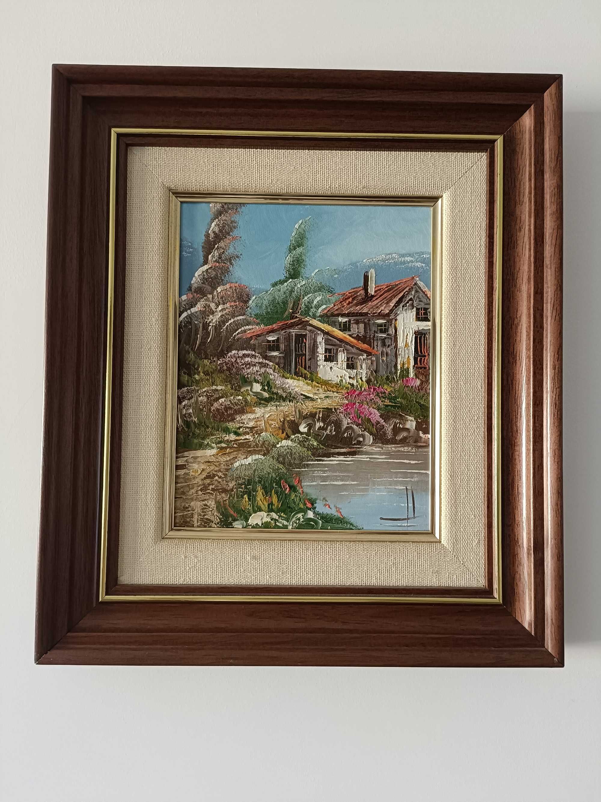 Quadro com paisagem e moldura clássica