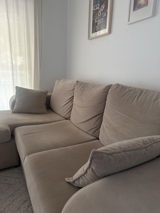 Sofá com Chaise Longue 3 lugares bege – 2,30m x 1,64m