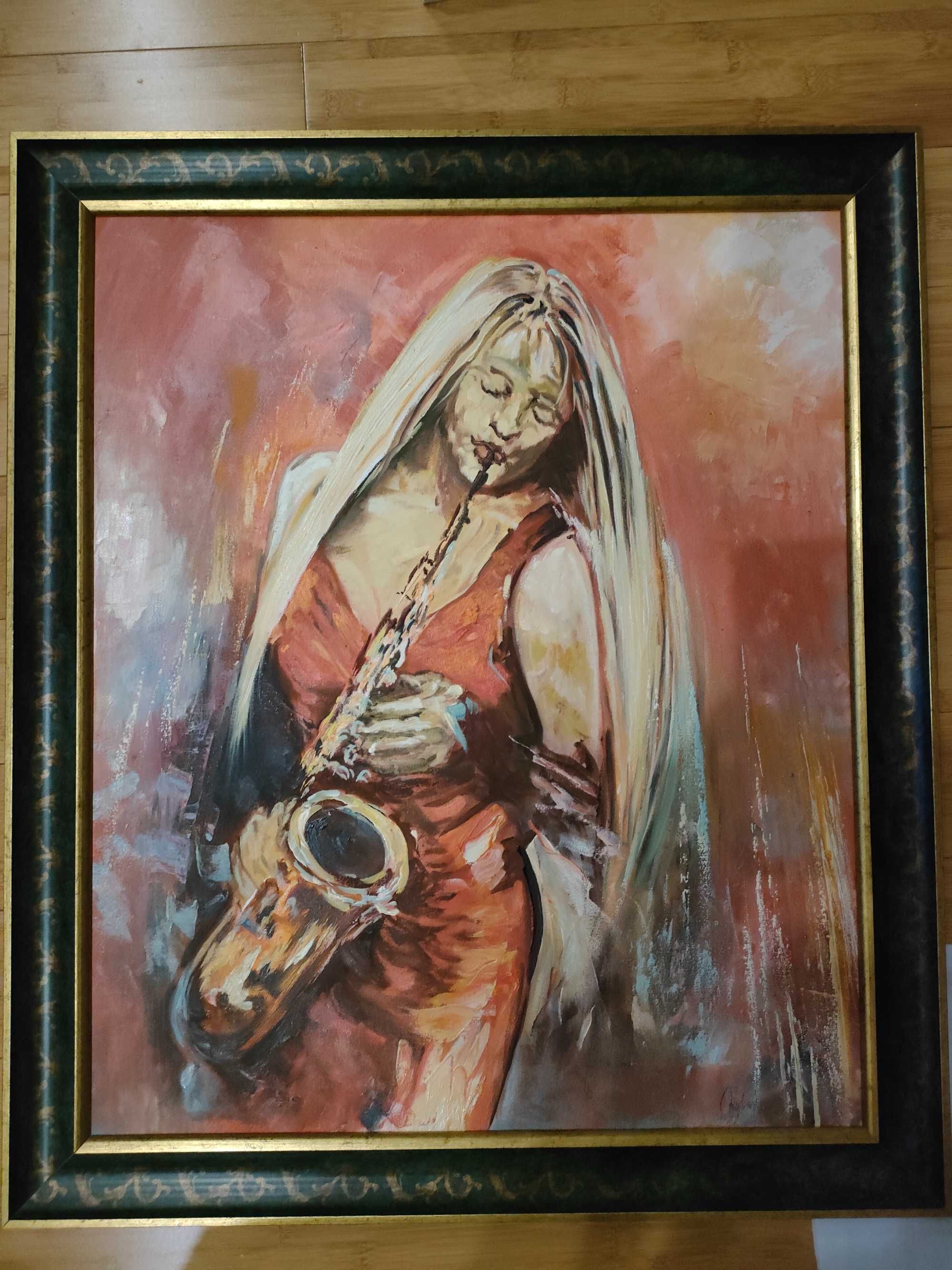 Obraz olejny Kobieta z saksofonem