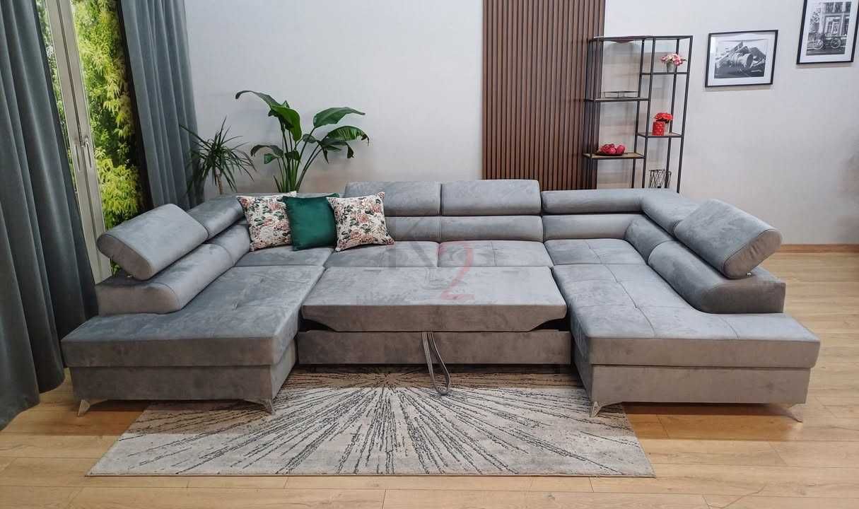 Narożnik MILANO U Kanapa z Funkcją spania Łóżko Dostawa 3-7dni USB