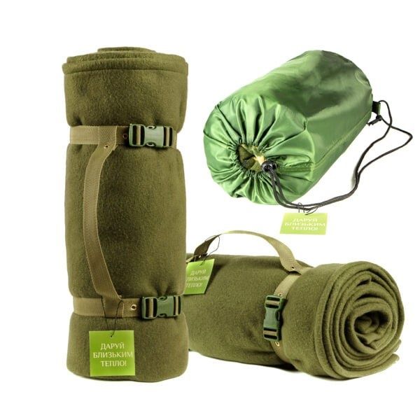 Тактичний флісовий плед 150х175см – ковдра для військових із чохлом. К