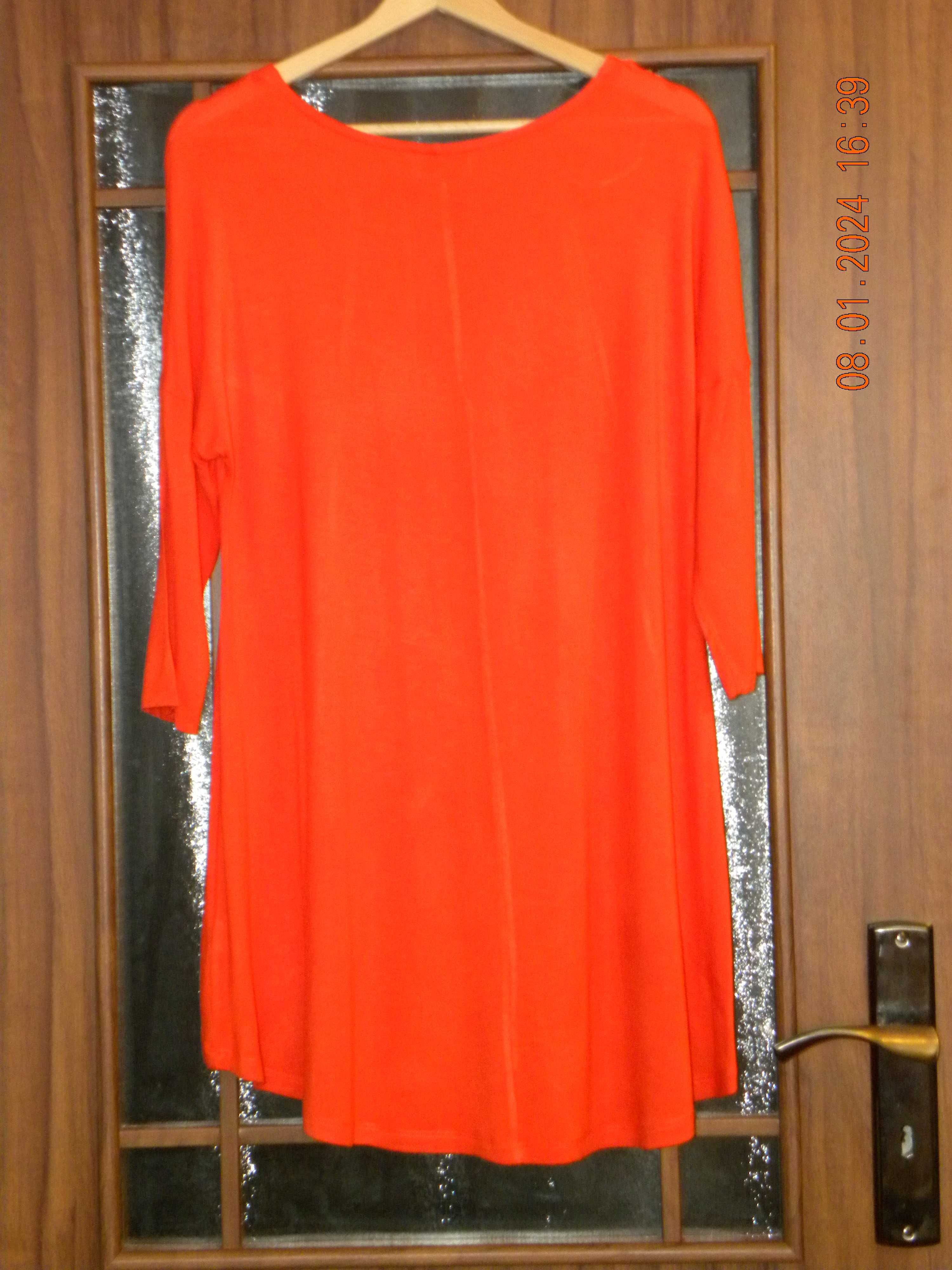 Pomarańczowa sukienka z dłuższym tyłem; rozmiar 8