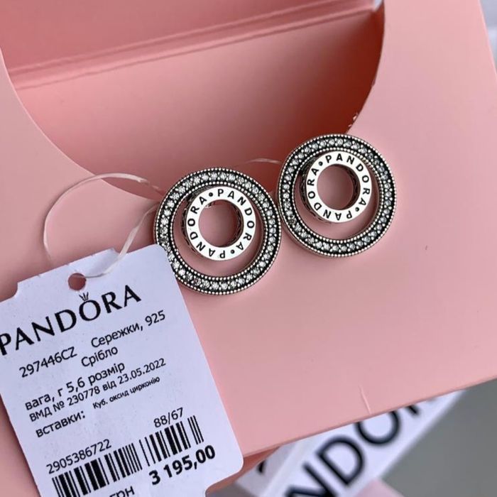 Сережки pandora оригінальні сережки Пандора нові прикраси