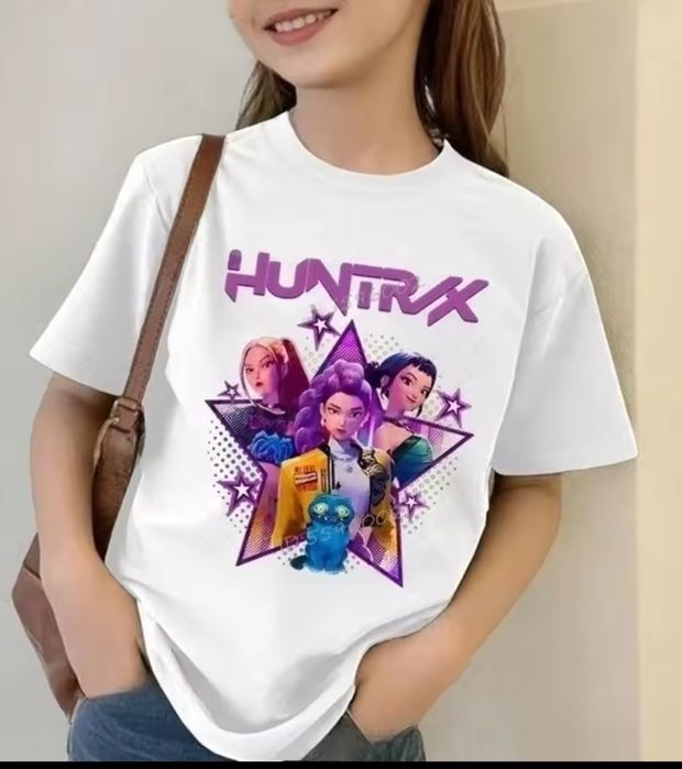 134-140 Biały t-shirt huntrix ksiezniczki demony Zoey