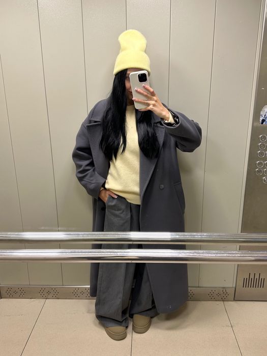 Кашемірове пальто оверсайз сірого кольору