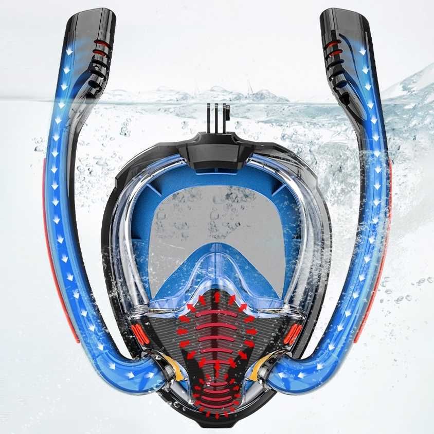 Maska do snorkelingu nurkowania uchwyt na kamerę S/M (2 rurki) czarna