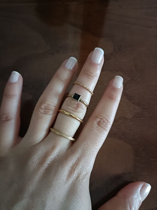 Conjunto 4 anéis novos dourados em aço