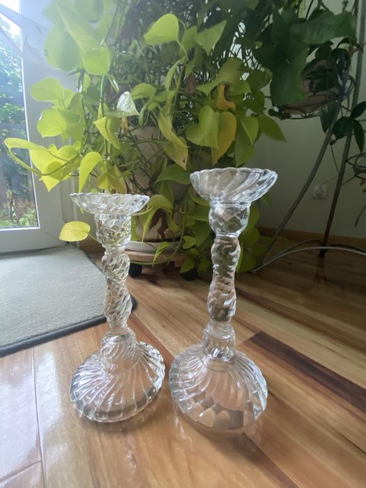 Świeczniki  szklane 2 szt   vintage