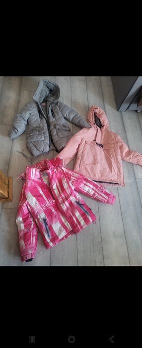 Zestaw kurtek jesiennych zimowych kurtka narciarka 134/140