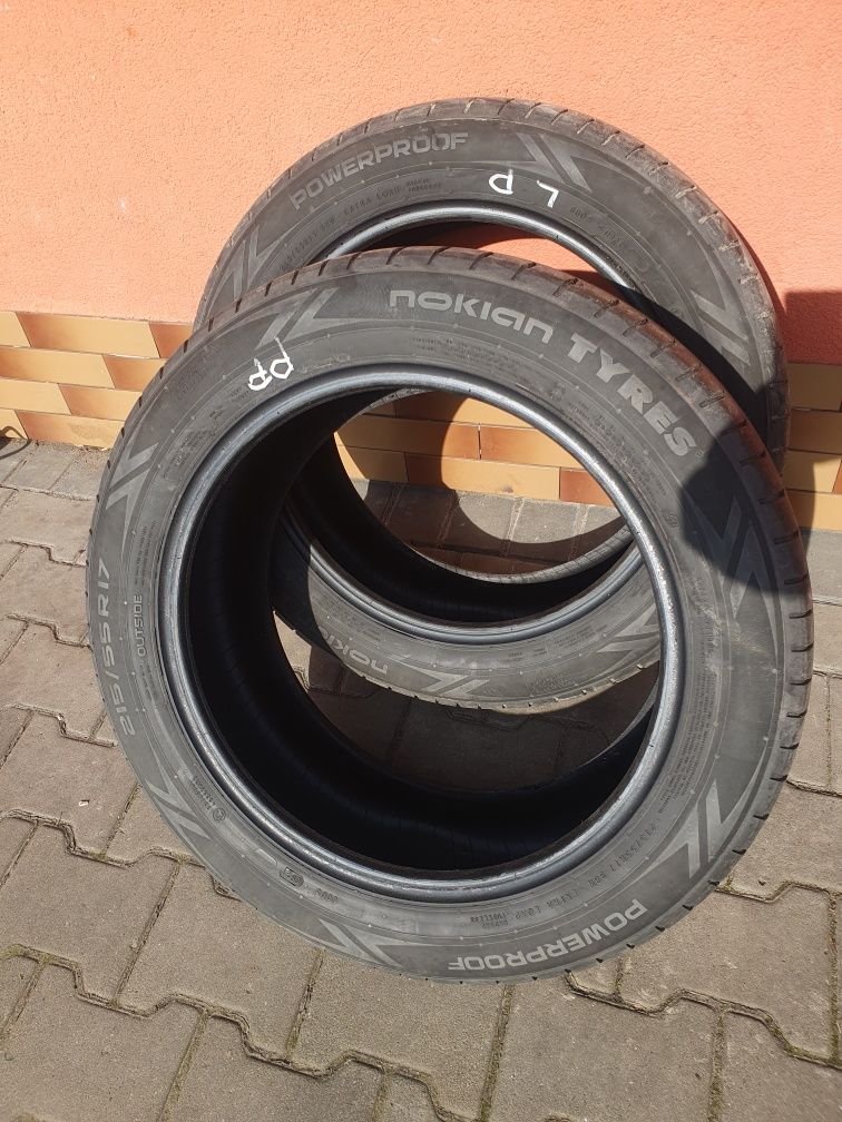 Opony letnie Nokian Tyres 215/55/17 100 zł za 2 sztuki