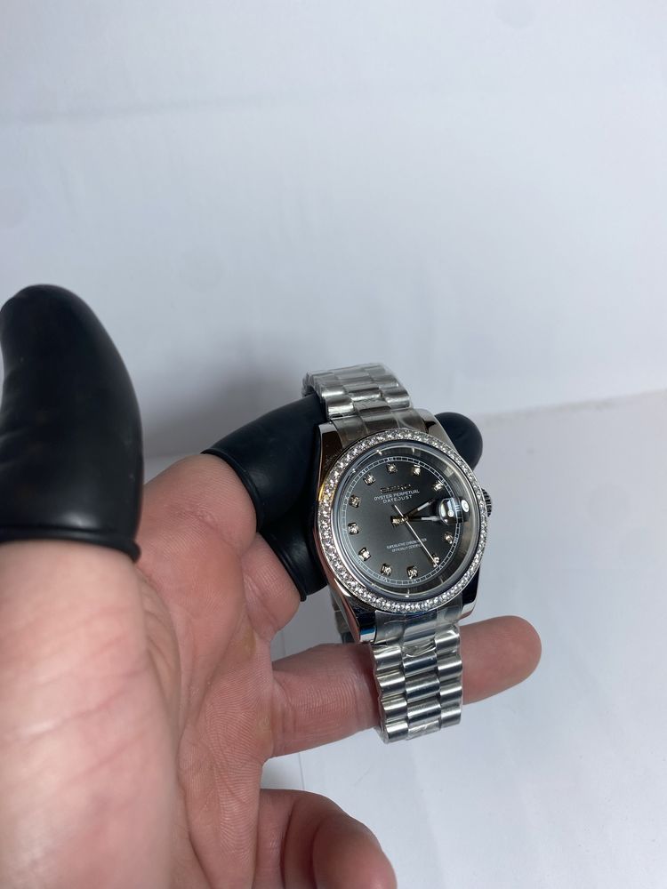 Zegarek automatyczny Seiko mod datejust wysadzany cyrkoniami nh35