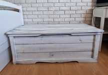 Drewniana skrzynia siedzisko kufer  48x120 cm bielona shabby