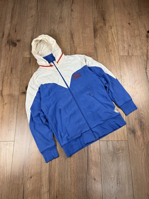 Evisu Genes чоловічна куртка на блискавці з капюшоном, синьо-біла