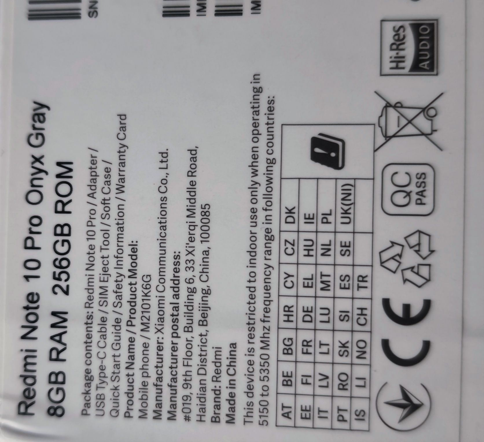 Xiaomi Redmi Note 10 pro 8/256