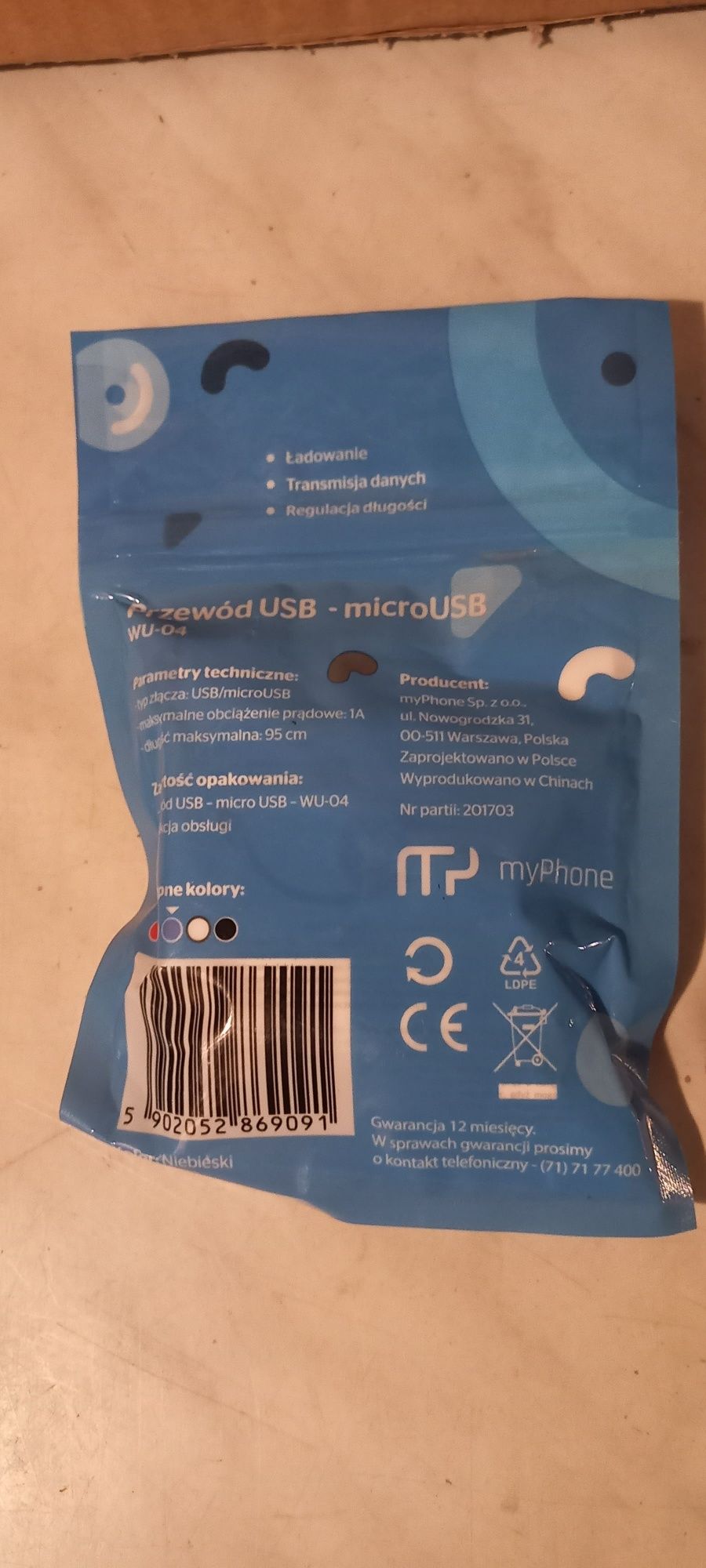 Przewód USB - microUSB - 0,95m - Smarty by myPhone