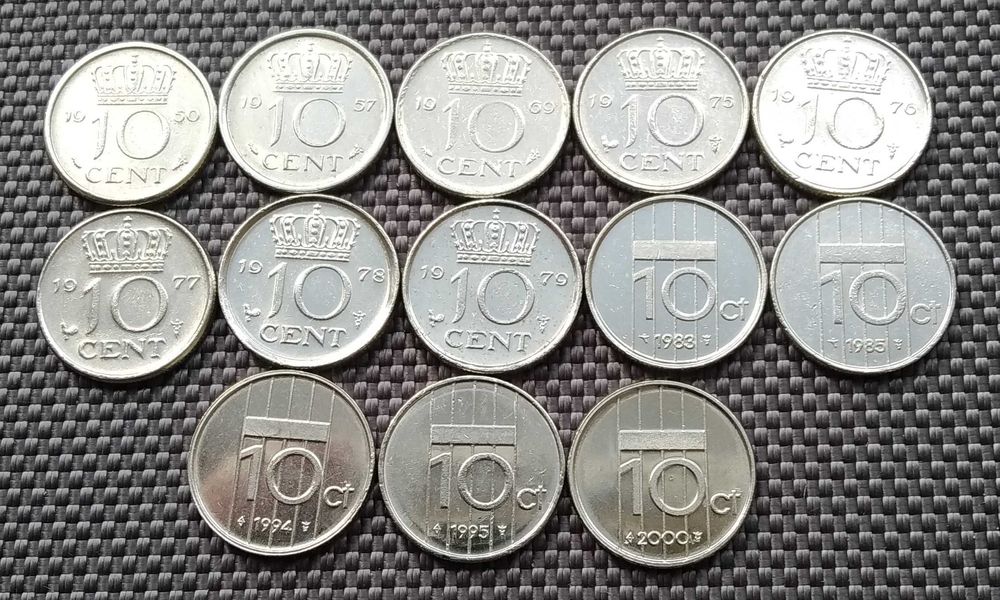 Коллекция 13 монет 10 центов Нидерландов