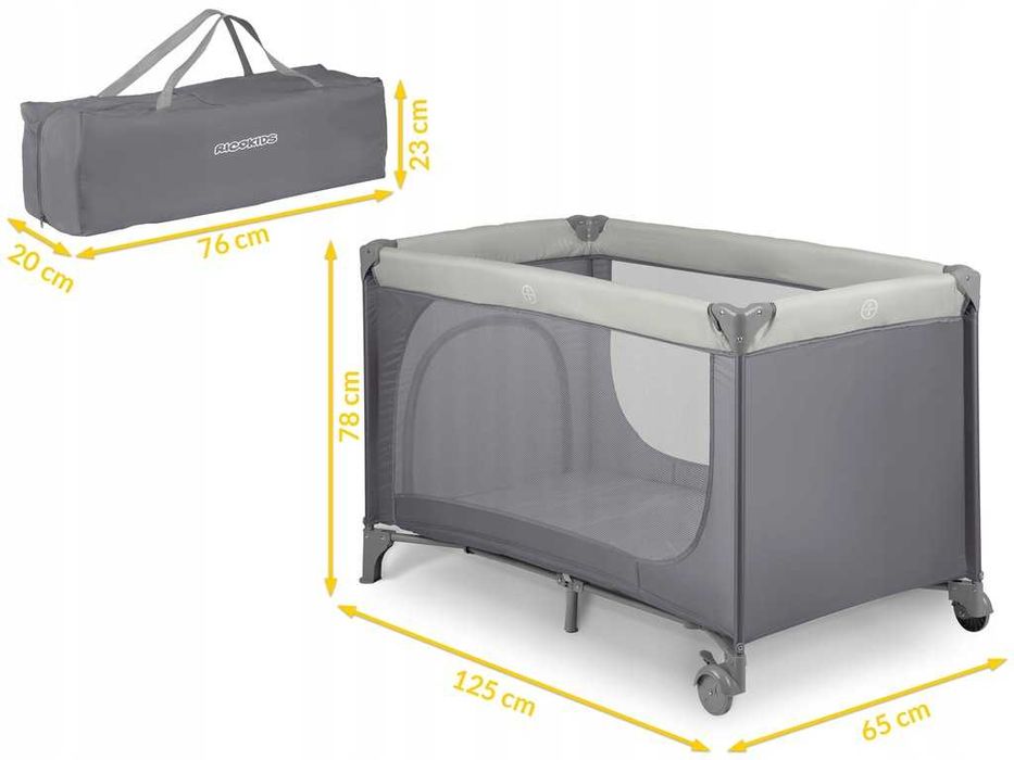 ŁÓŻECZKO Turystyczne PREMIUM Składane Kojec Akcesoria RICOKIDS Łóżko