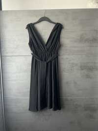 NOWA elegancka czarna sukienka M 38 dekolt w serek V