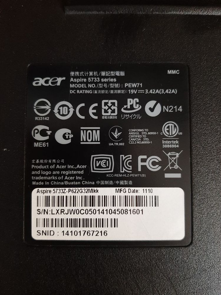 Ноутбук Acer Aspire 5733Z