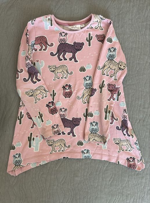 Różowa bluzka tunika długi rękaw kaktus zwierzęta animals