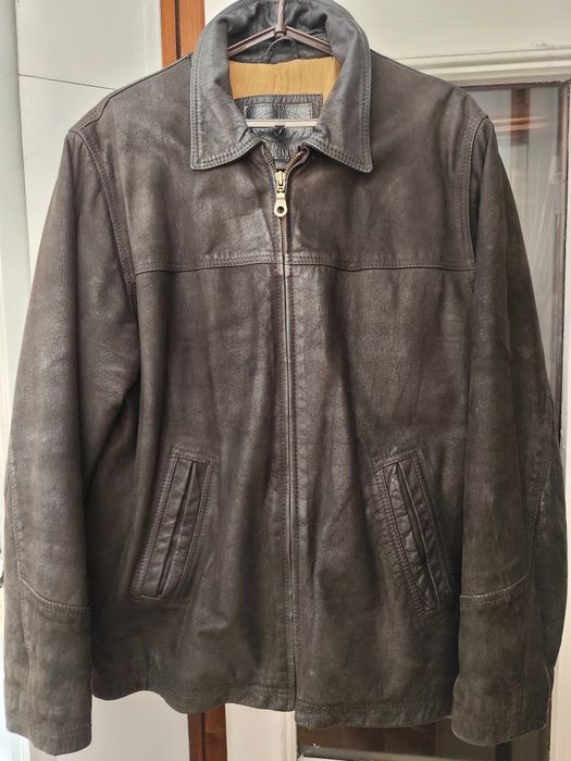 Мужская куртка из дубленой кожи с вельветовой подкладкой р.46-48