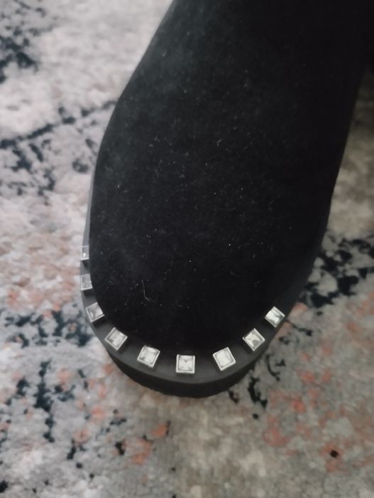 Сапоги ботфорты черная замша