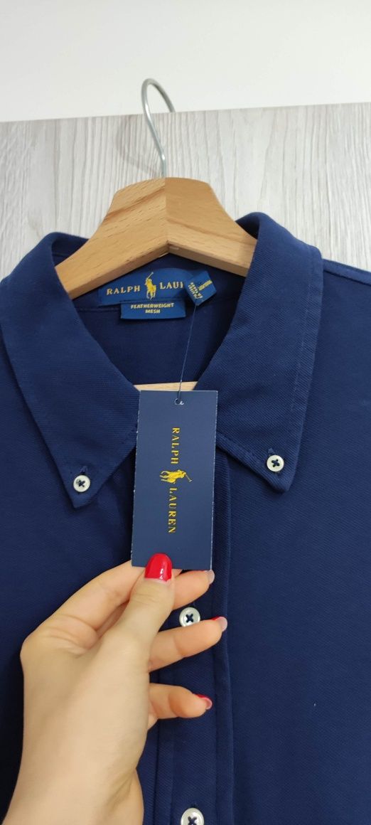 Koszula męska Ralph Lauren Featherweight Mesh Navy L granatowa nowa