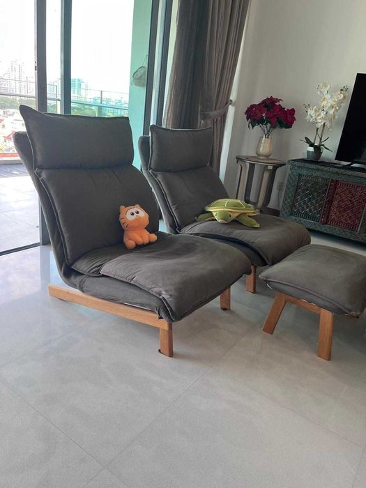 Japanese Armchairs with ottoman