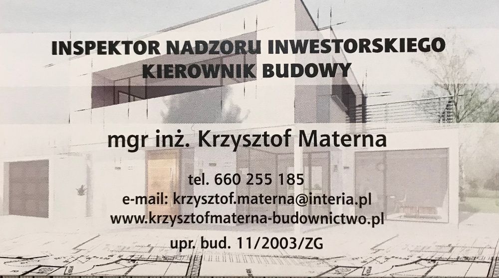 Inspektor Nadzoru Inwestorskiego/Kierownik Budowy