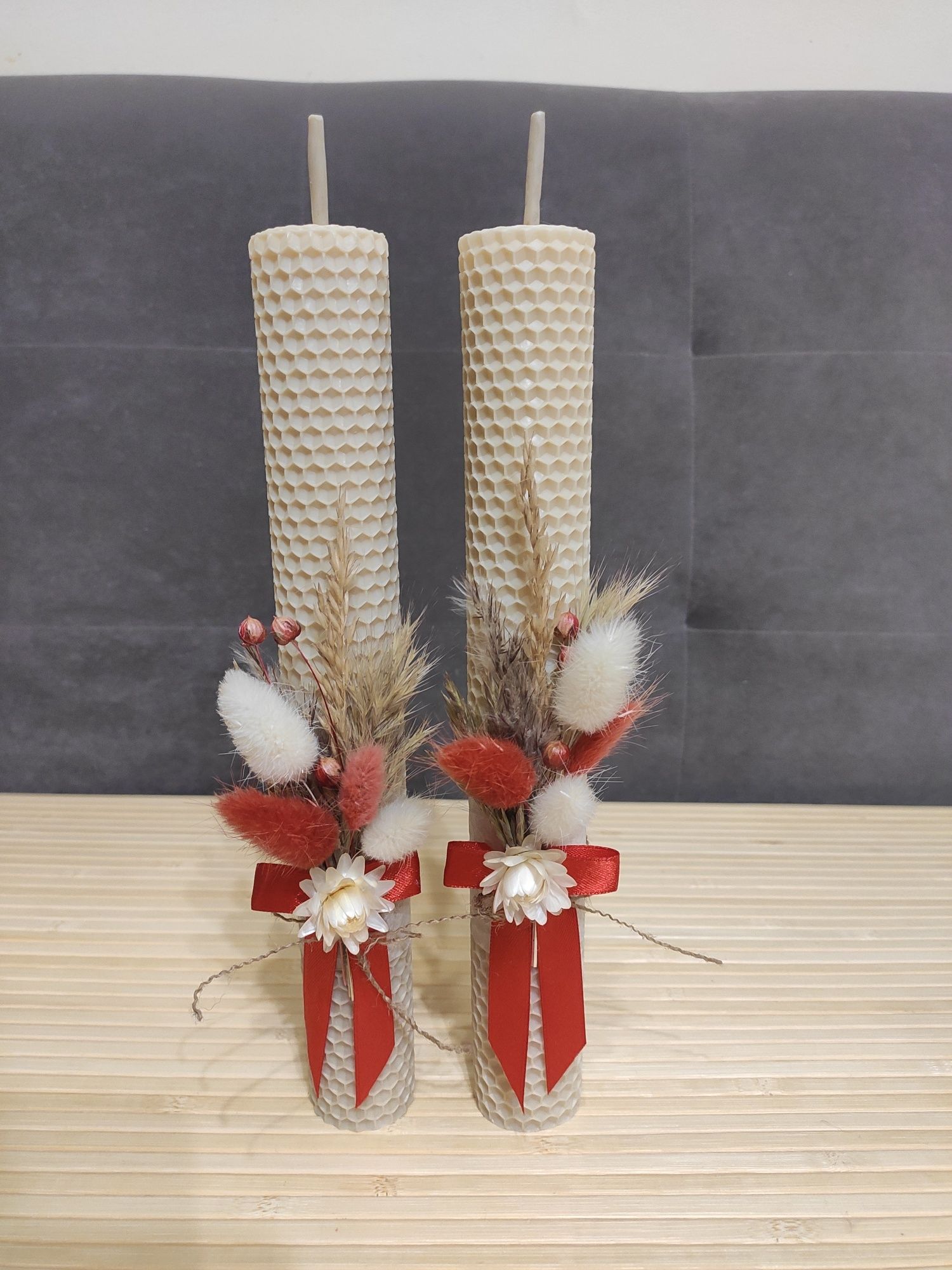 Весільні вінчальні свічки із натуральної вощини Сімейне вогнище