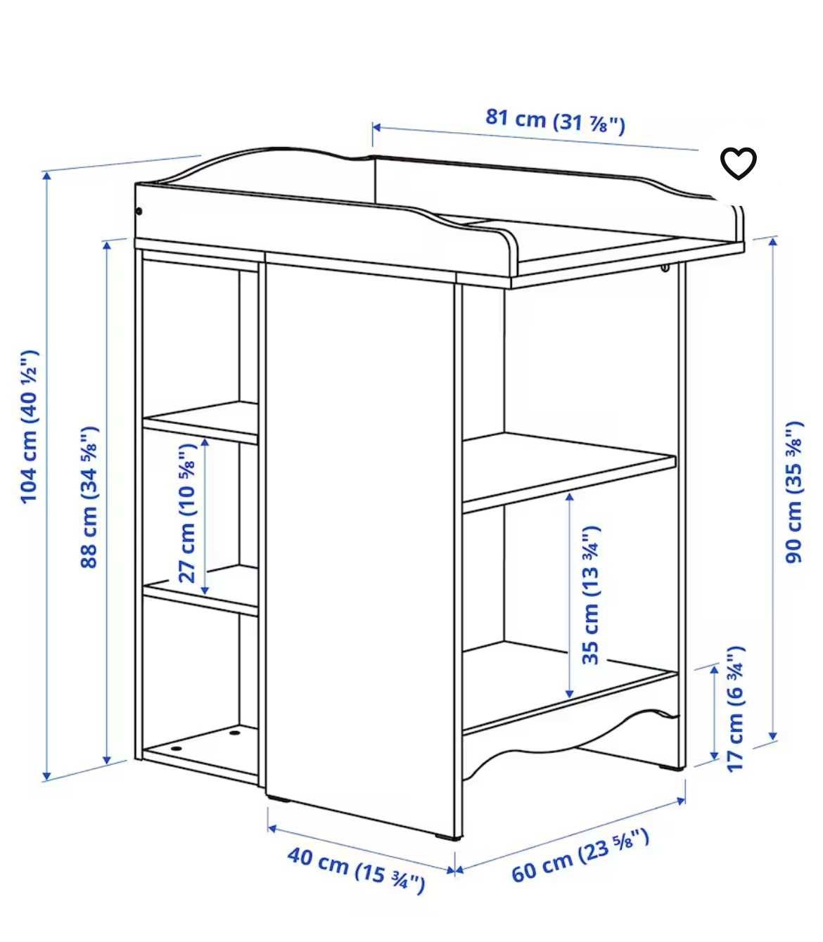 Trocador + Estante c/ 2 estantes SMAGORA (IKEA)