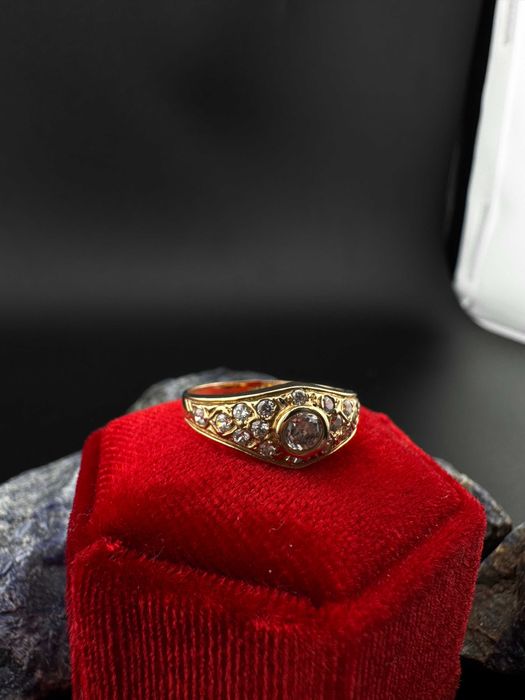 Złoty Stylowy Pierścionek z Cyrkonią | JAK NOWY | 585 | 3.25g